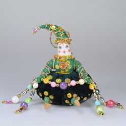 Ёлочная игрушка Бисерный Клоун в колпачке