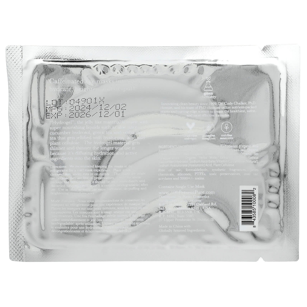 100% PURE, Bright Eyes, гидрогелевая маска для глаз, 1 пара, 0,28 унции