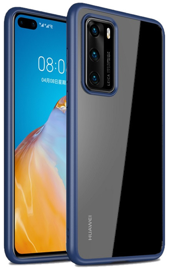 Чехол с темно синими рамками для Huawei P40 от Caseport, серия Ultra Hybrid