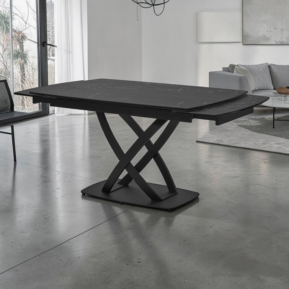 Стол FOGGIA 140 KL-116 Черный мрамор матовый, итальянская керамика/ черный каркас, ®DISAUR