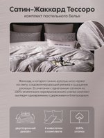 Комплект постельного белья на резинке Сатин-Жаккард Тессоро «Серебряный штрих»