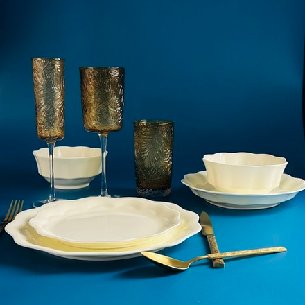 Lenardi 555-125 Обеденный сервиз 24пр. ЭКРЮ в под.уп.(х2)Костяной фарфор