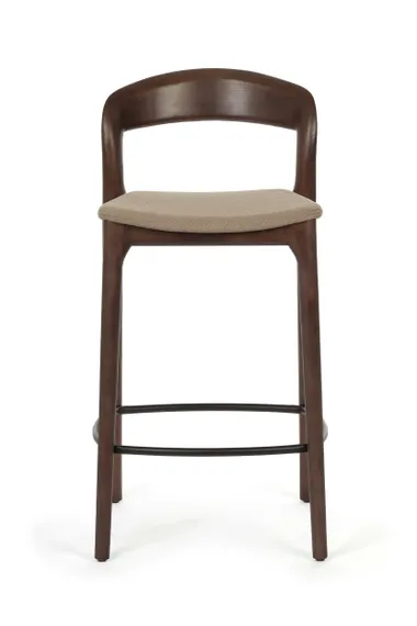 Полубарный стул Esse 65 см, темно-коричневый, бежево-серая водоотталкивающая обивка