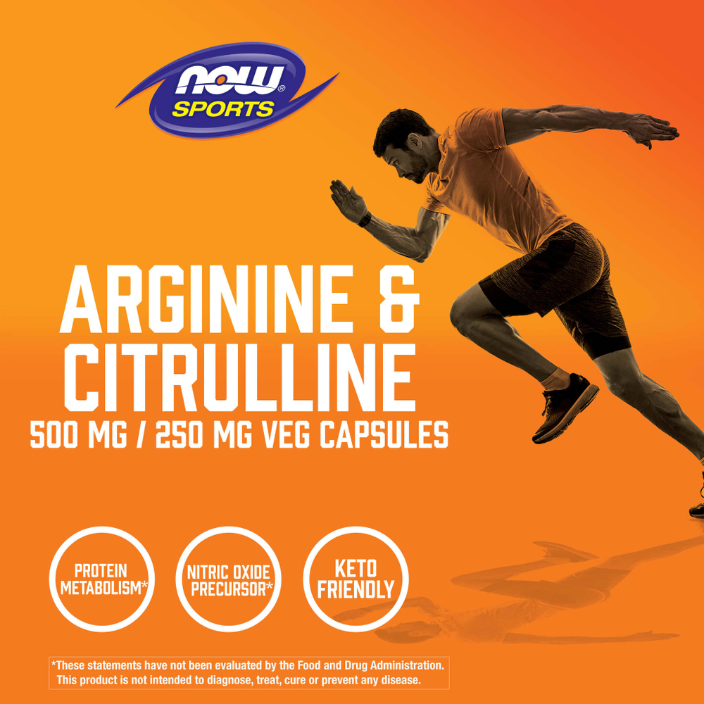 NOW Foods, Sports, аргинин и цитруллин, 120 вегетарианских капсул