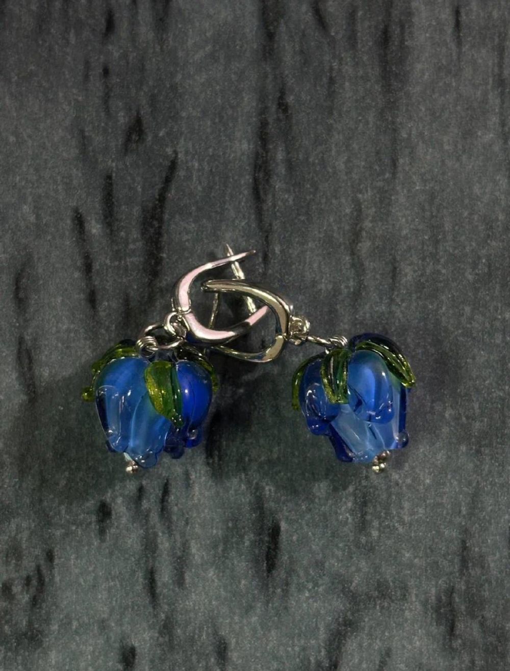 Серьги Колокольчики, стекло