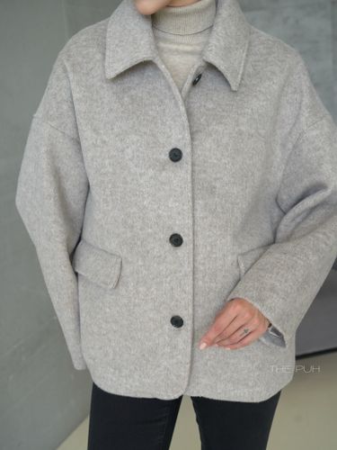 Бежевое пальто-пиджак с утепленным жилетом