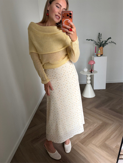 Юбка в цветочек миди сливочное масло