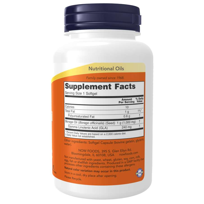 Масло огуречника (бурачника), Borage Oil 1000 mg, Now Foods, 60 капсул 2
