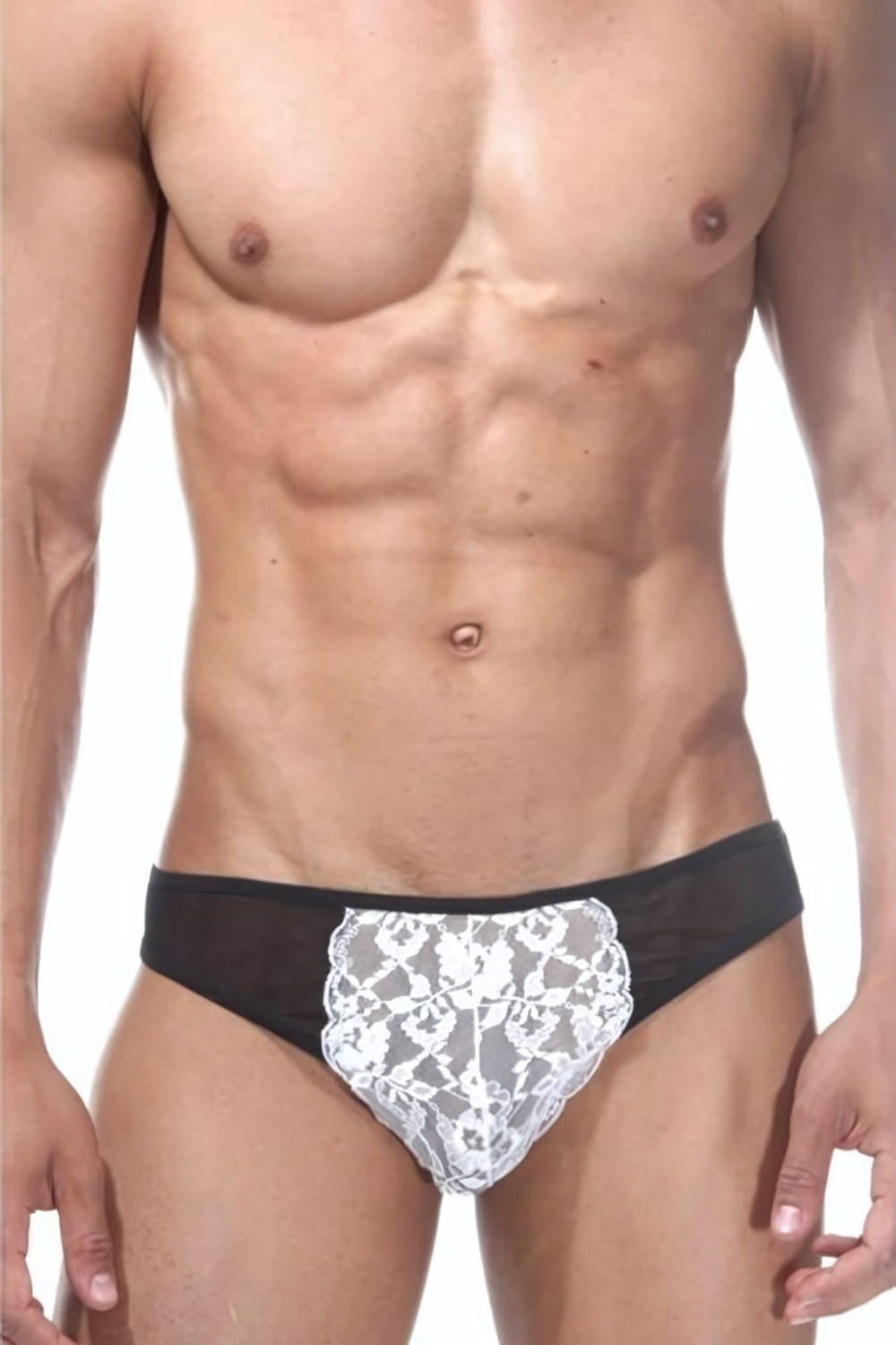 Черно-белые трусы-слипы (Размер: L-XL) (Цвет: черный с белым)