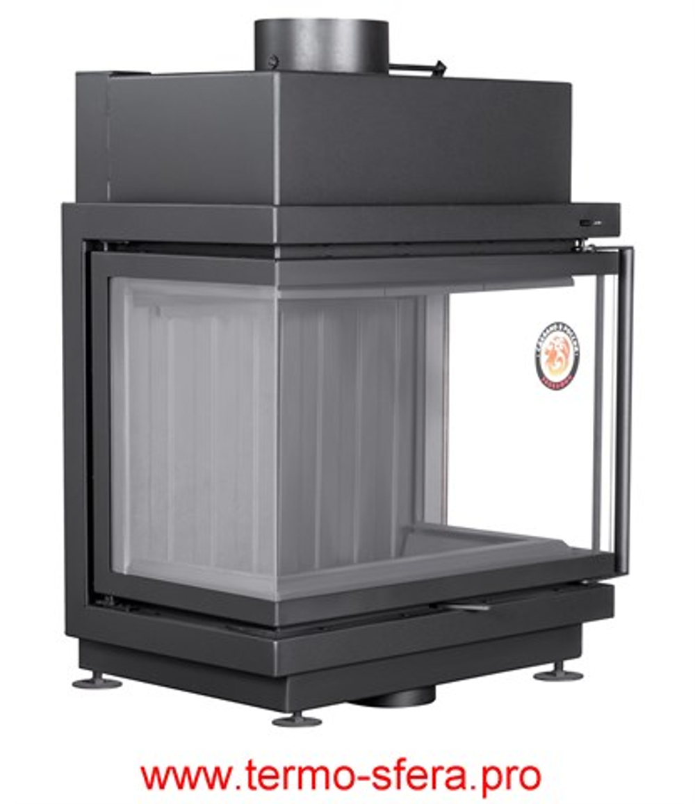 Каминная топка АЛЬФА 700 три стекла черный шамот подовая