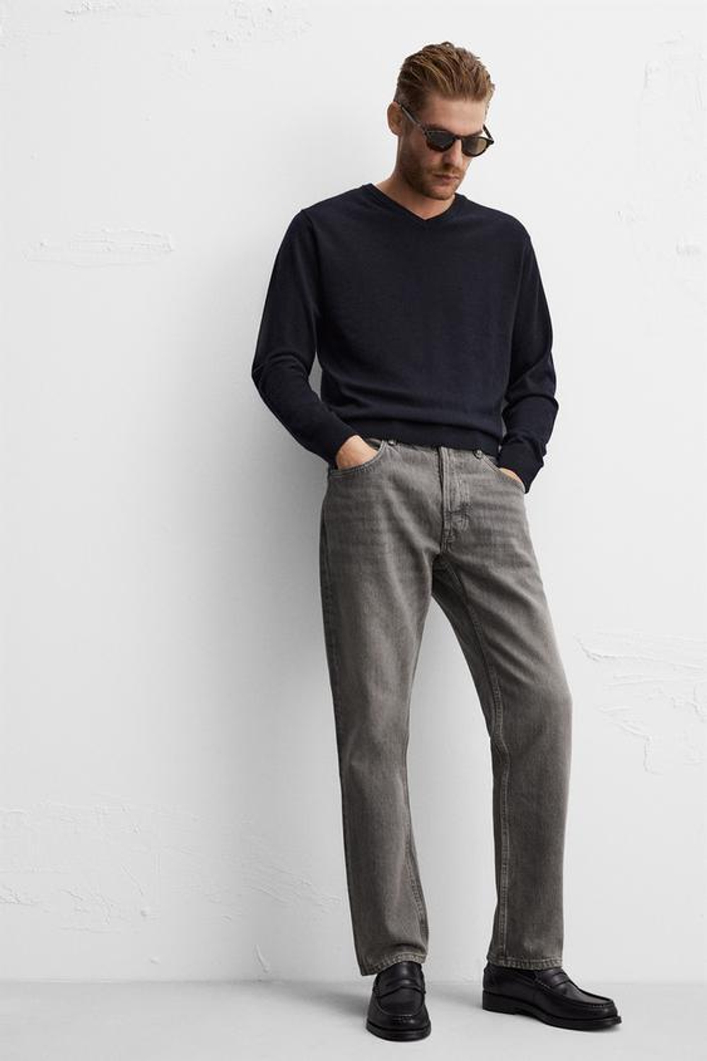 ZARA ДЖИНСЫ REGULAR FIT, СЕРЫЙ