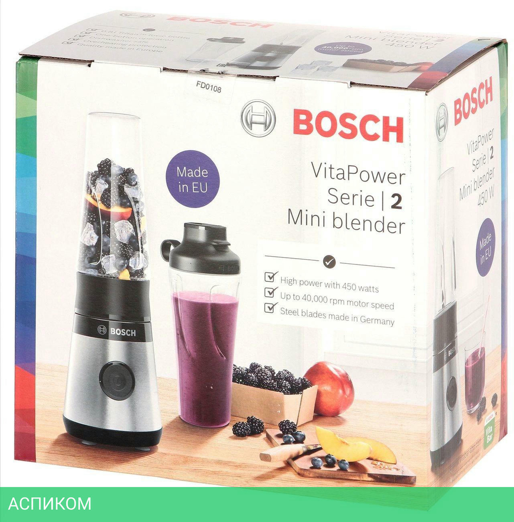 Блендер Bosch VitaPower Serie 2 хром (MMB2111S)
