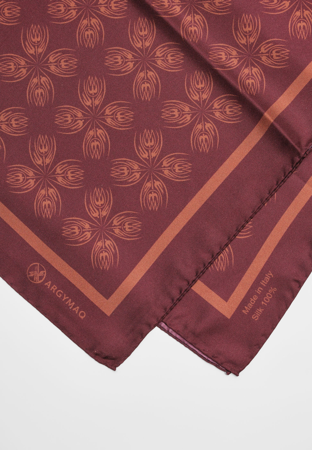 Шелковый платок Qarlygash&Qyzgaldaq BURGUNDY 90х90