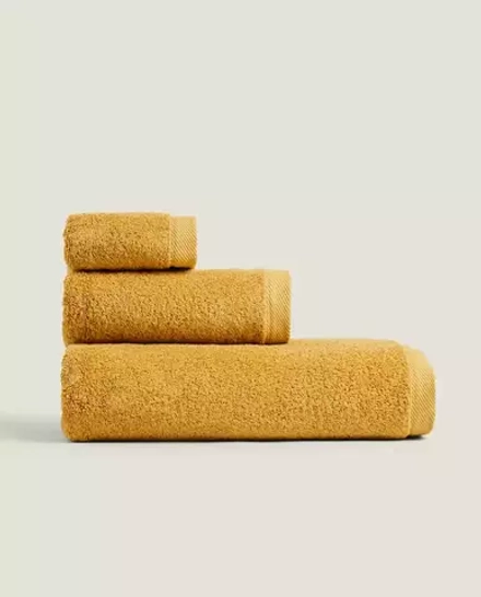 ZARA HOME ХЛОПКОВОЕ ПОЛОТЕНЦЕ, ГОРЧИЧНЫЙ