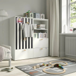 Книжный шкаф - IKEA SMÅSTAD / PLATSA /SMАSTAD / СМОСТАД/ ПЛАТСА ИКЕА, 123х120 см, белый/черный
