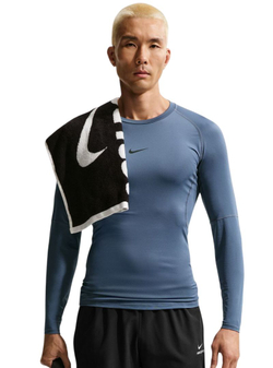 Термобелье Nike Pro Dri-FIT Tight Long-Sleeve Fitness - diffused blue/black