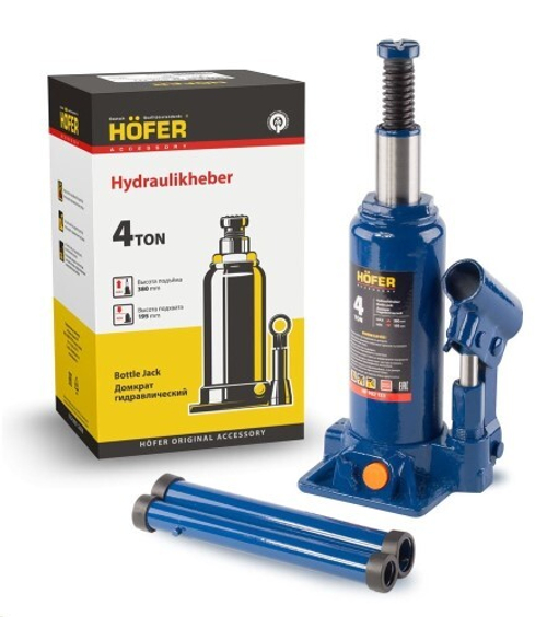 Домкрат гидрав. 4 т. выс. 195-380 мм (в коробке) 2 клапана (HOFER)