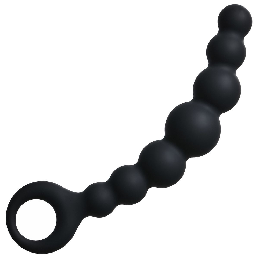 Чёрная упругая анальная цепочка Flexible Wand - 18 см