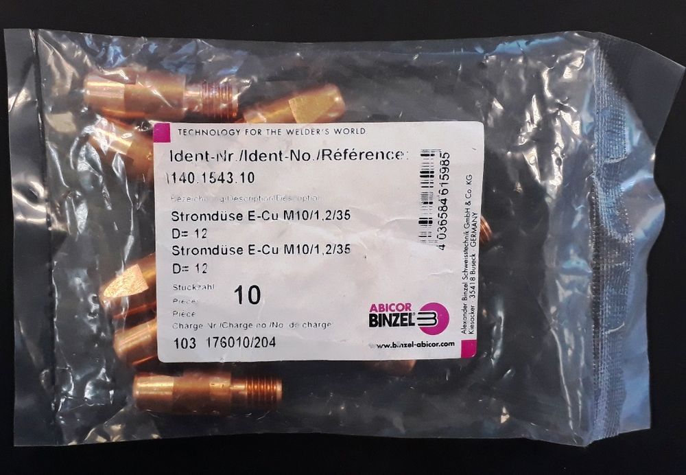 140.1543.10 Наконечник токопроводящий E-CU M10/1,2/35мм Abicor Binzel