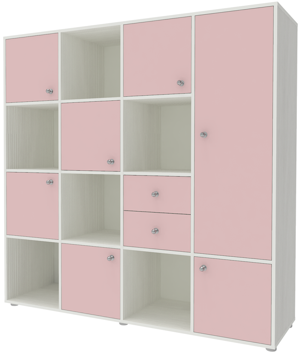 Стеллаж КарИВи Джери 2 Белое Дерево Розовый