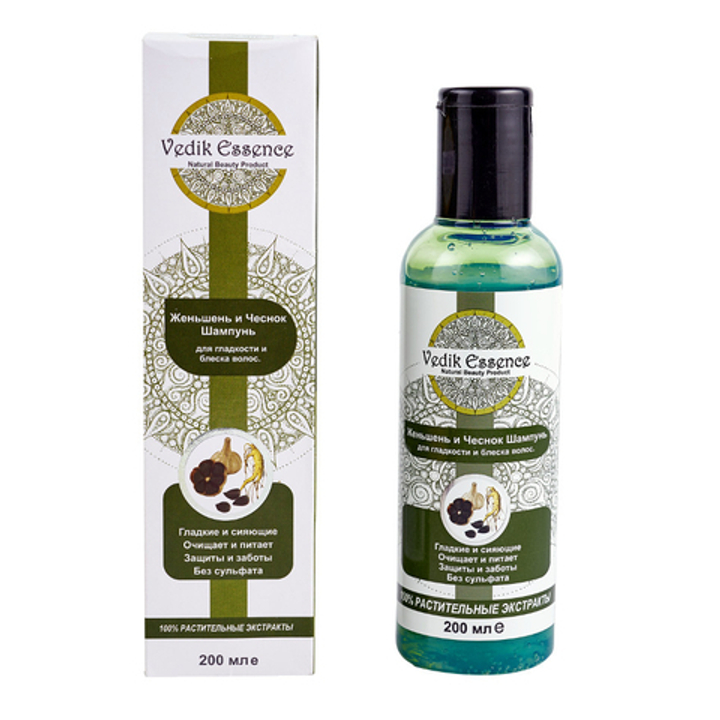 Шампунь Vedik Essence Женьшень и Чеснок для гладкости и блеска волос, 200 мл
