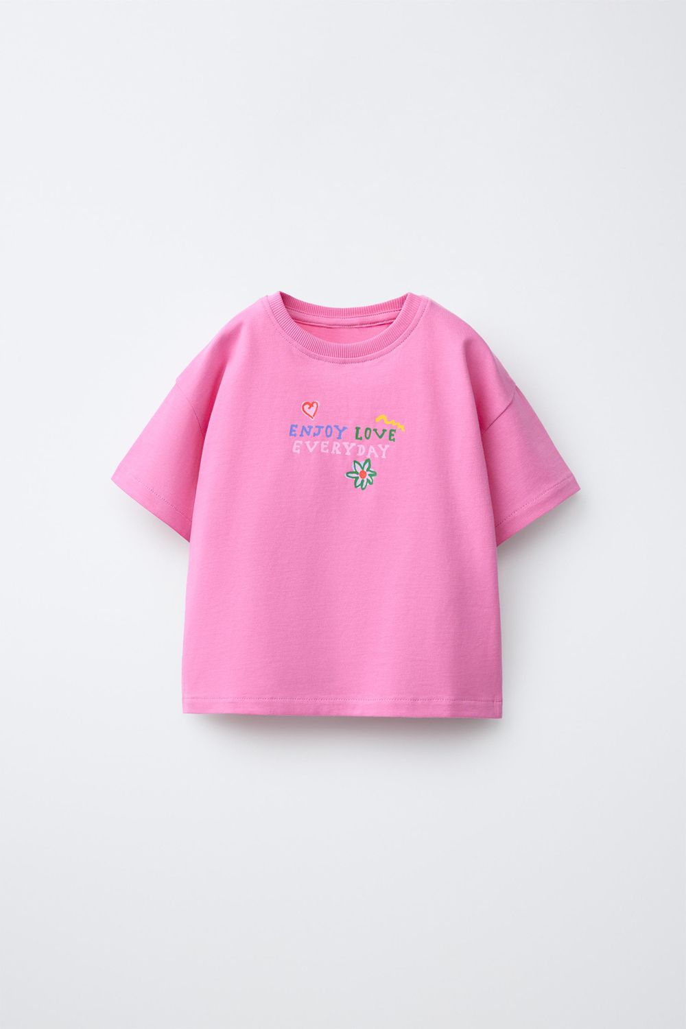 ZARA ФУТБОЛКА С НАДПИСЬЮ, ТЕМНО-РОЗОВЫЙ