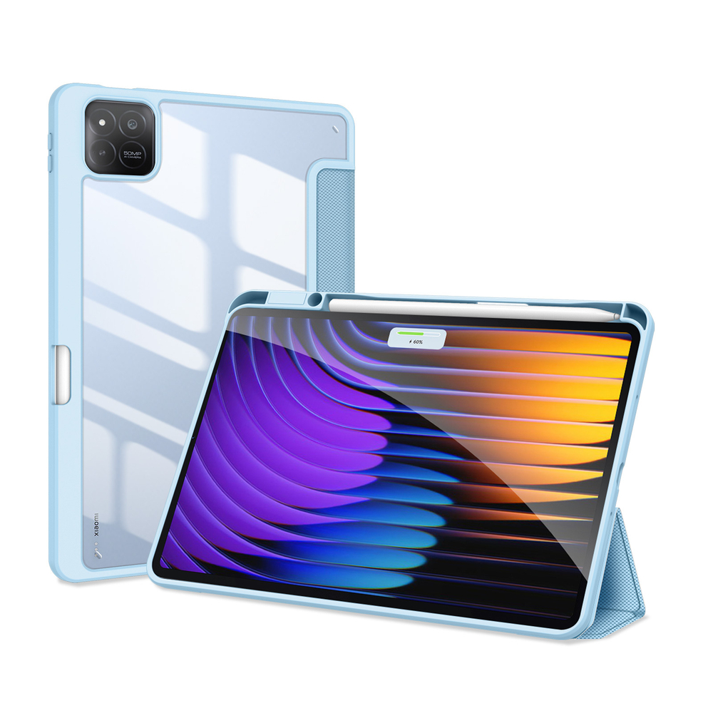 Чехол книжка синего цвета от Dux Ducis для Xiaomi Pad 7 и 7 Pro, серия Toby Series Case, с функцией пробуждения и сна