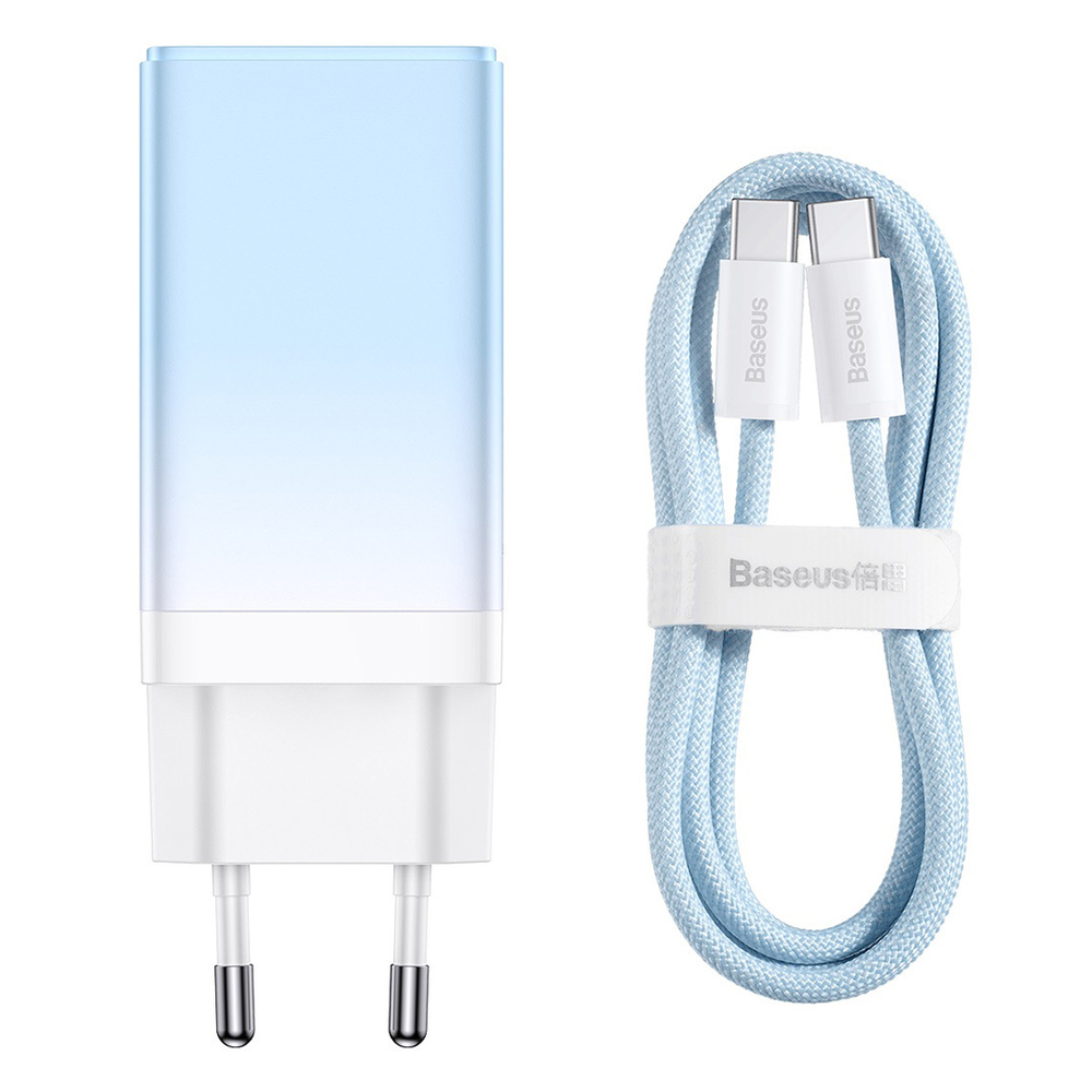 Зарядное устройство + Кабель Baseus GaN3 Pro Fast Charger 2C+U 65W Set - Cloud Blue