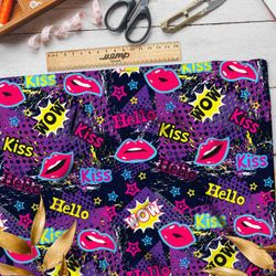 Ткань габардин wow kiss pop art