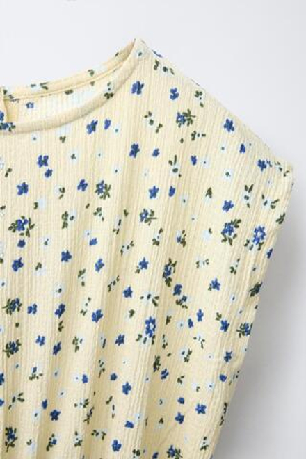 ZARA ДЛИННЫЙ КОМБИНЕЗОН С ТЕКСТУРНЫМ ПРИНТОМ, ЖЕЛТЫЙ