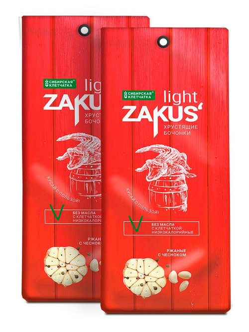 "ZAKUS" хрустящие бочонки ржаные с чесноком, 50 г