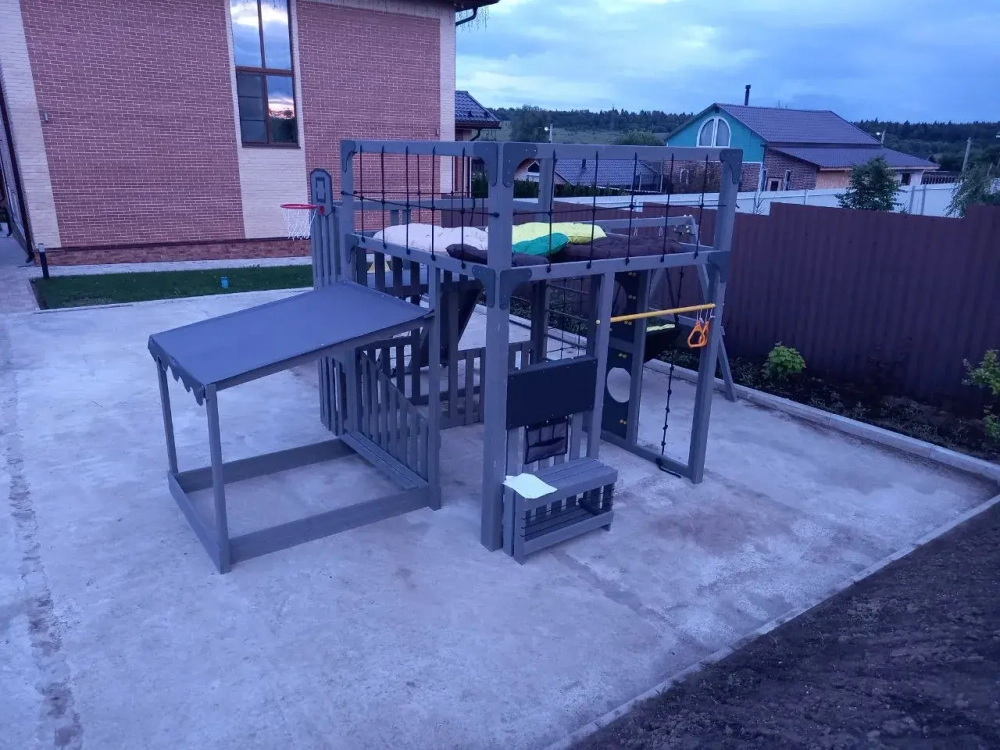 Детская площадка Савушка КУБ-5 (Серый) с подушками