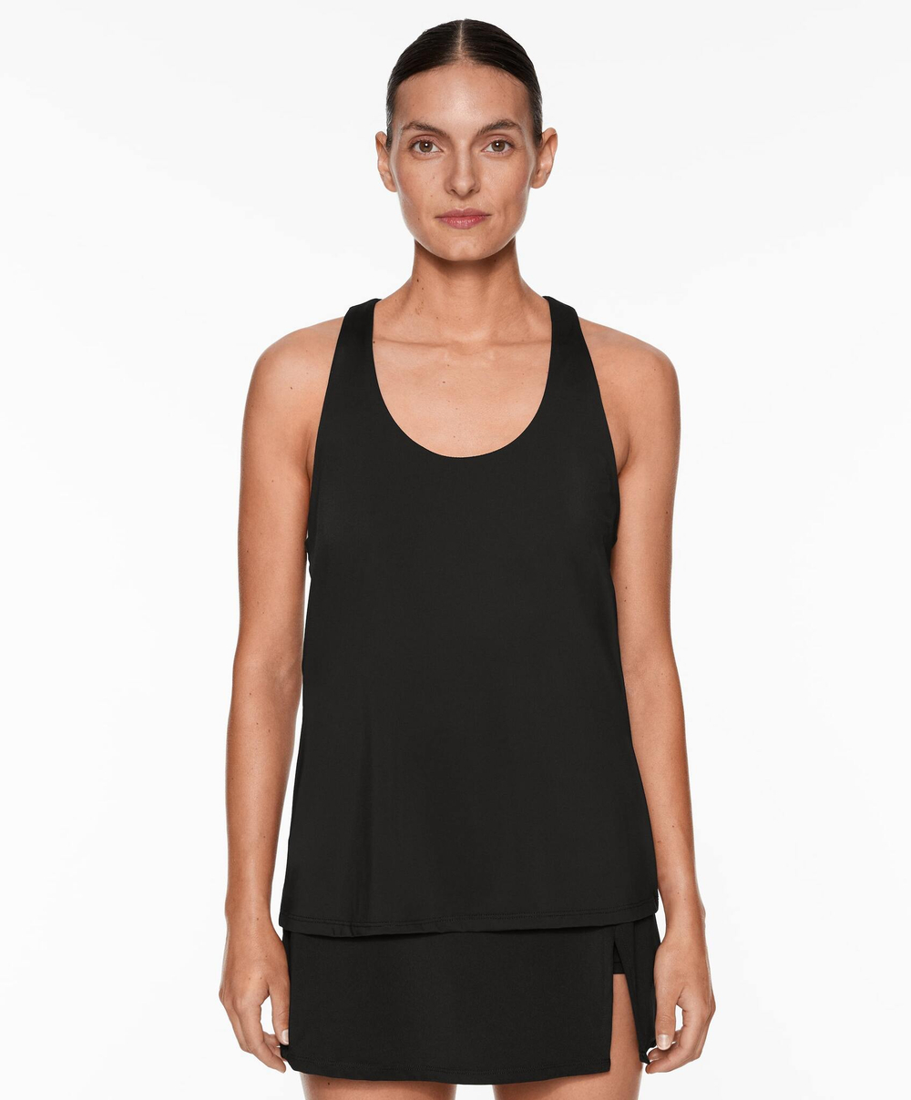 Oysho Высокотехнологичная майка на широких бретелях, черный