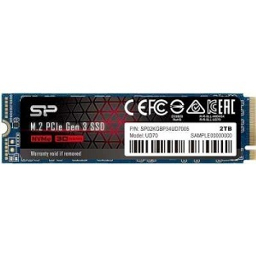 Жесткий диск SSD M.2 2Tb Silicon Power UD70, 3400/3000MBs, 3000000 IOPS, QLC 3D NAND, PCI-E 3.0 x4 (SP02KGBP34UD7005)