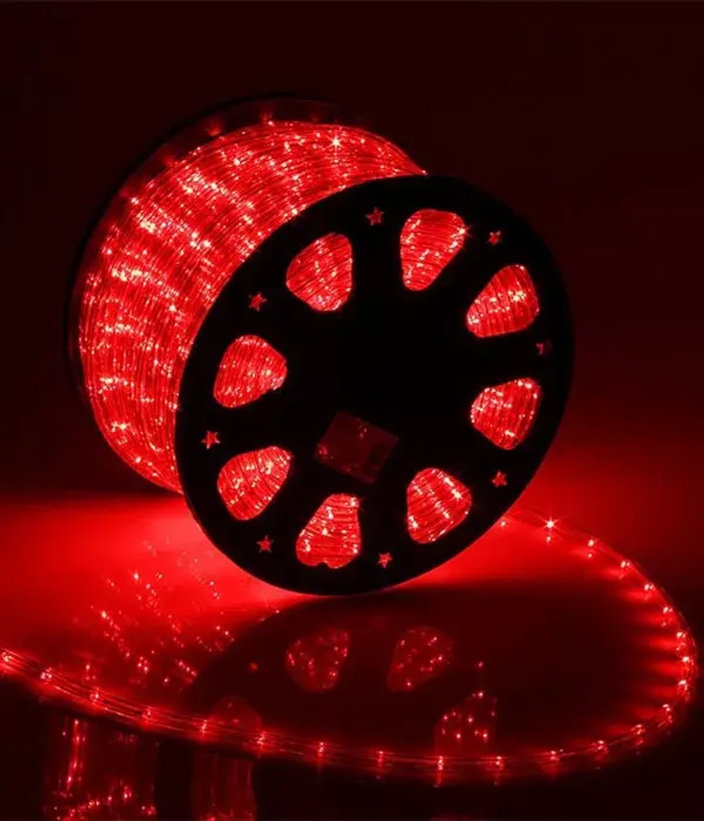 Дюралайт круглый направленный диаметр 13 мм., 220V., красные LED лампы, бухта 100 м., Laitcom (F3-R2-220V-R)