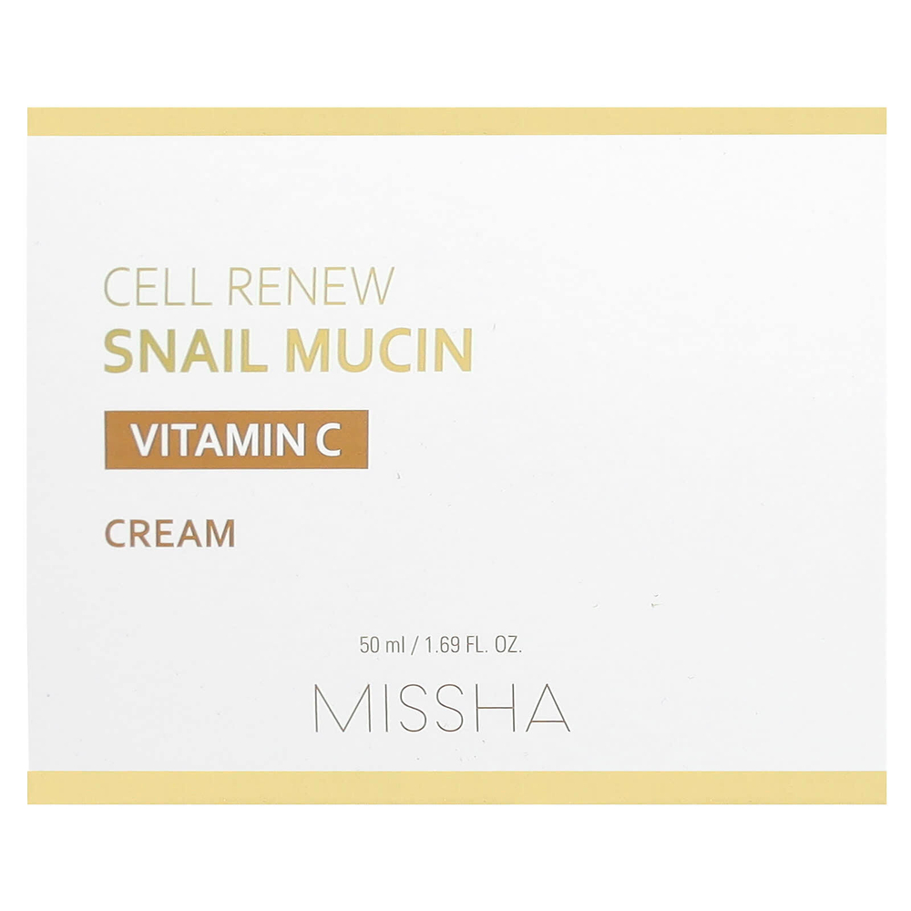 Missha, Cell Renew Snail Mucin, крем с витамином C, 50 мл (1,69 жидк. Унции)