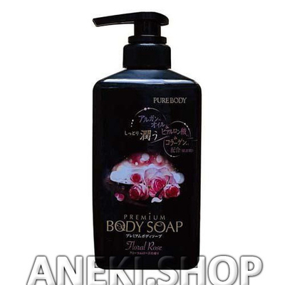 Гель для душа увлажняющий с аргановым маслом, гиалуроновой кислотой и коллагеном, с ароматом розы 500 мл Mitsuei Pure Body Premium