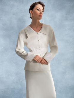 БЛУЗА ИЗ МОЛОЧНОГО ШЕЛКОВОГО ШИФОНА И КРУЖЕВА