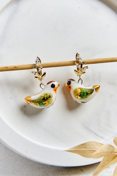 Серьги из фарфора «Птички», Беларусь