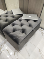 Банкетка серый ВЕЛЮР с нишей для хранения