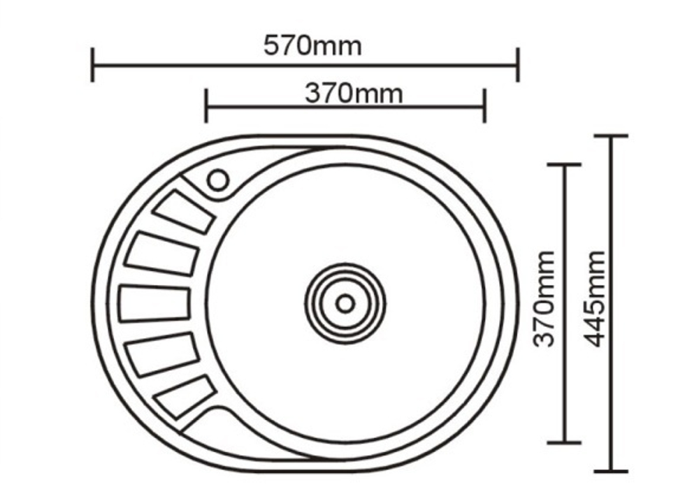 Мойка нерж.врезная 57х45 (0,6*160) 3 1/2'' с сифоном
