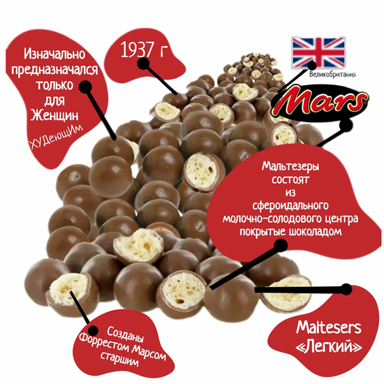 Шоколадные Шарики Maltesers, 68гр (Европа)