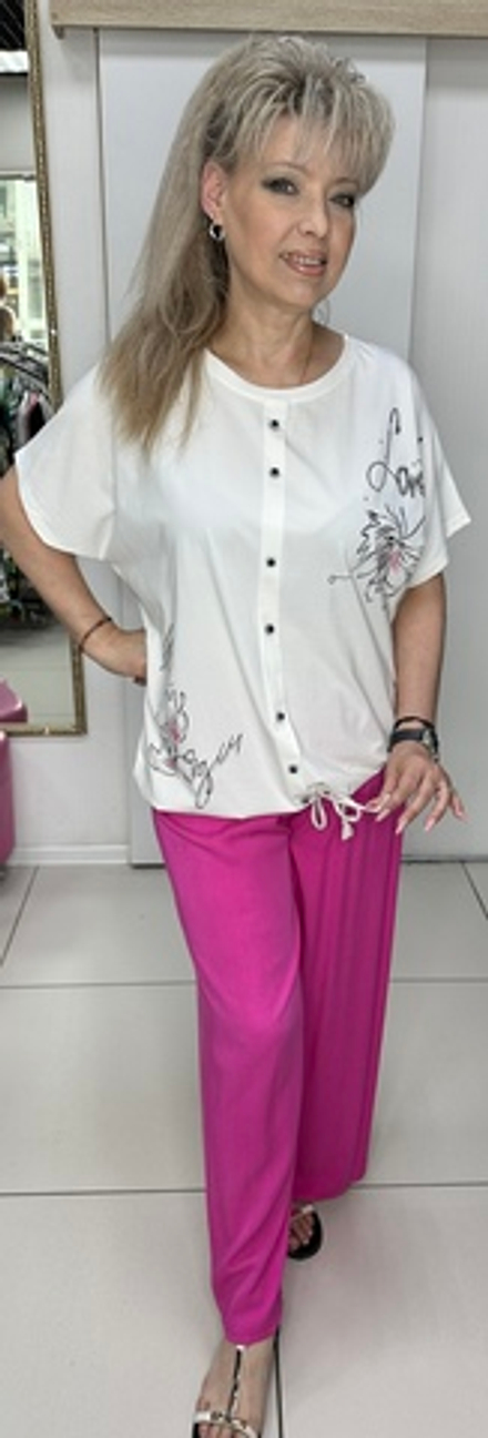 Белый коттоновый блузон "обманка" на кулиске