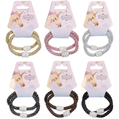 Резинки для волос 2шт «МАЛЬТА», шамбала, микс 6 цветов, d-5,5см (подвес Единорог)