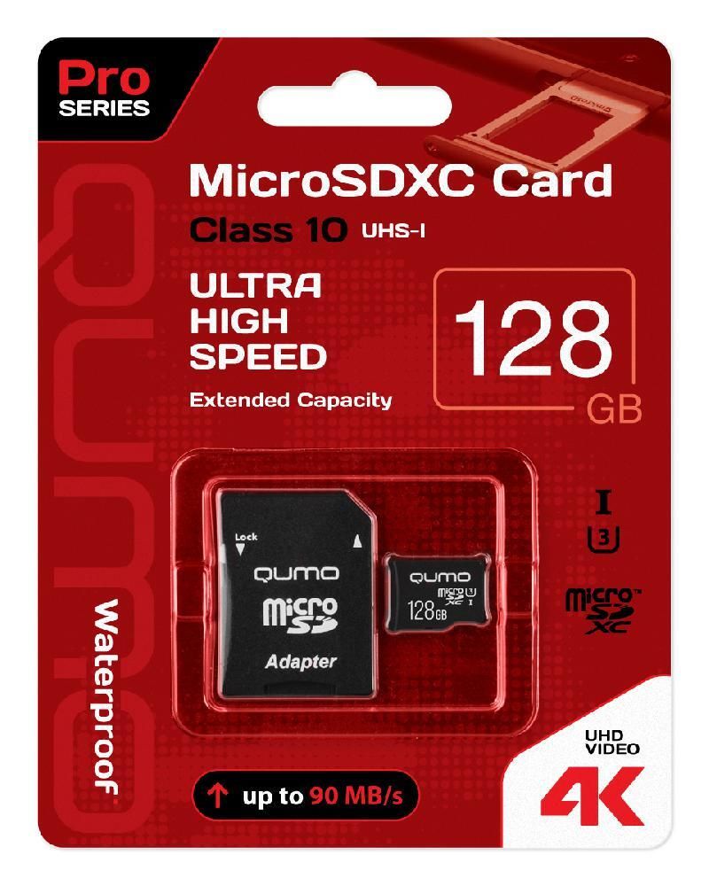 MicroSDXC 128GB Class10 UHS-1 U3 Pro Qumo