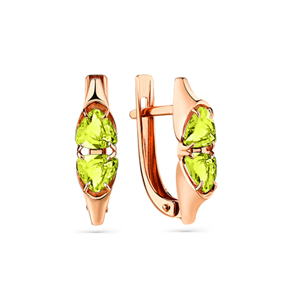 Серьги из золота 585 пробы с Хризолитом