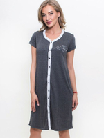 Уютный домашний халат на пуговицах (Размер: L) (Цвет: темно-серый)