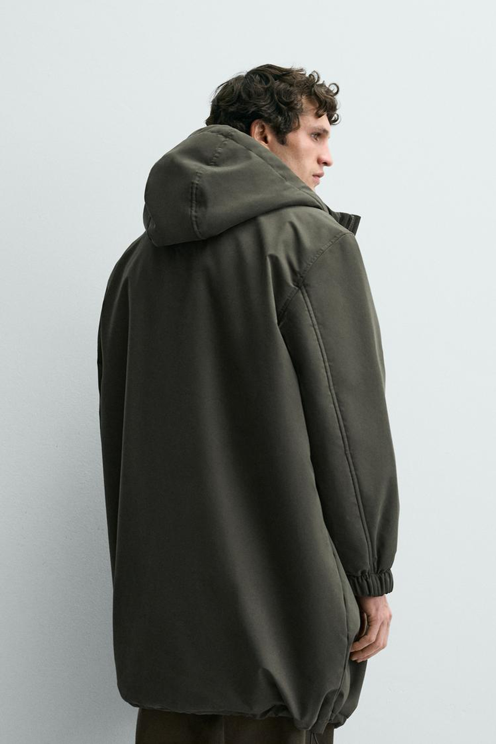 ZARA СТЕГАНАЯ КУРТКА С КОМБИНИРОВАННОЙ ОТДЕЛКОЙ, ХАКИ