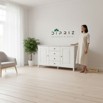 Комод, 148х43х79, Боцен, с ящиками, для одежды и игрушек, под телевизор, из массива дерева, белый, Dipriz