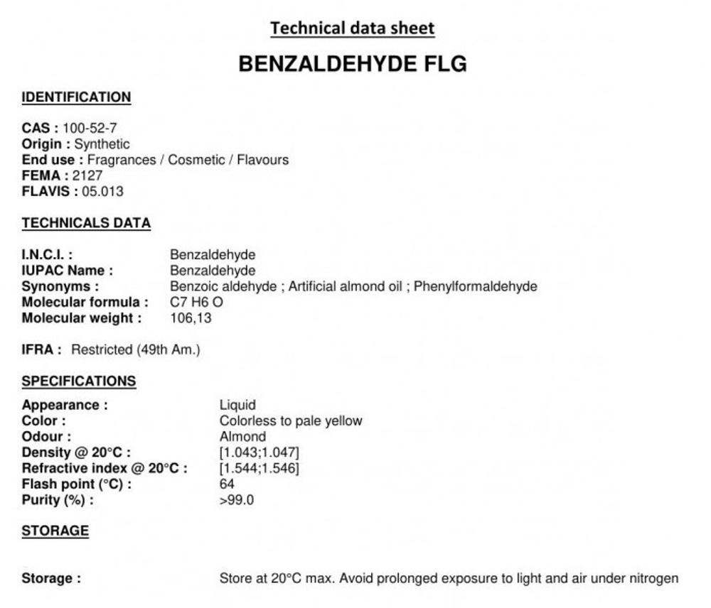 BENZALDEHYDE 50% in DPG / БЕНЗАЛЬДЕГИД CAS 100-52-7 ; 25265-71-8